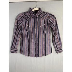 Cruel Southwestern Cowgirl Authentic Western Shirt sz M (8) Pink Pearlsnaps